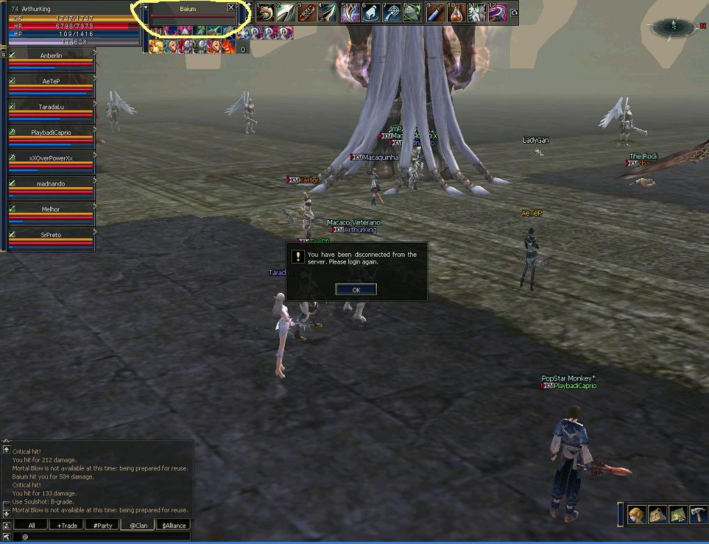 Baium quase morto quando o server desconecta!!!  =(